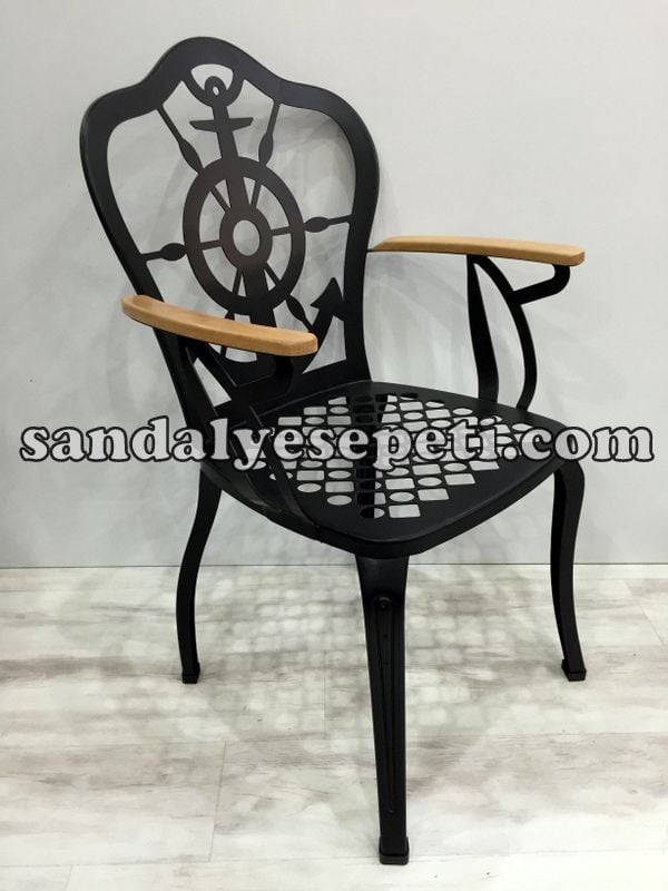 Ferforje Demir Kollu Sandalye Siyah Metal Sandalyeler