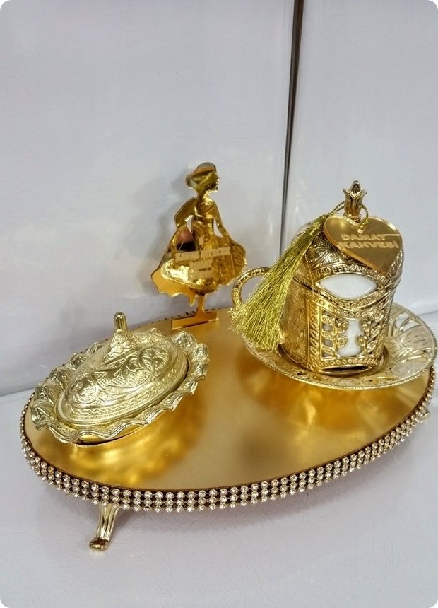 Oval Tepsili Damat Kahve Fincanı / Lokumluk Seti SözNişan e