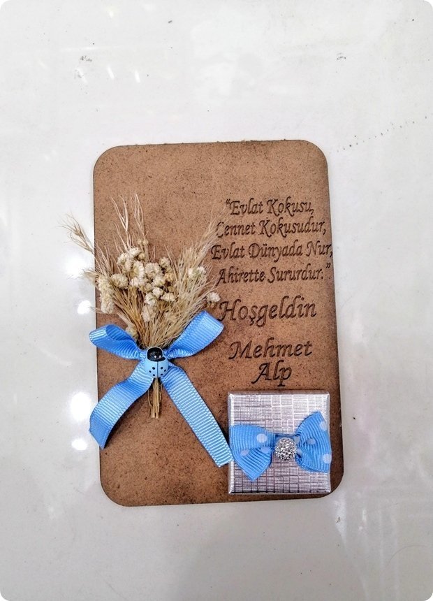 50 Li Ahşap Kahve ve Çikolatalı Hazır Bebek Şekeri Hazır