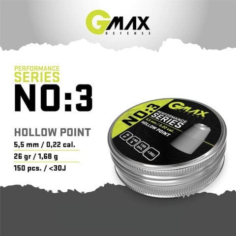 Gmax Defense 5.5mm 26gr 1.68g NO:3 Havalı Tüfek Mermisi