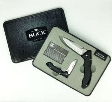 Buck 11865 285 & 283 Siyah Saplı Çakı Seti, Metal Kutu