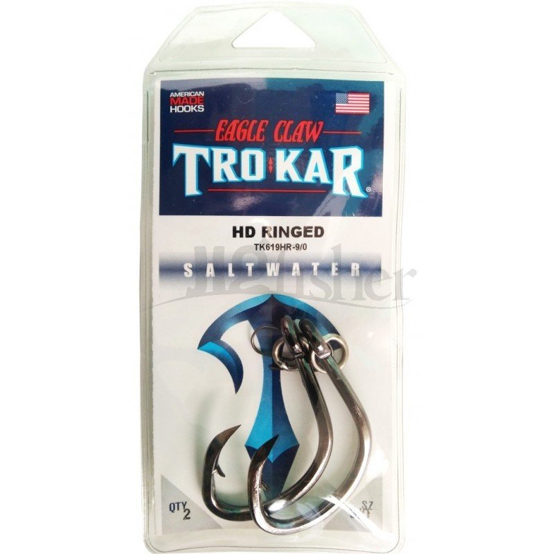 Eagle Claw TroKar Magnum TK619HR Offset Circle Hooks with Ring Eagle ...