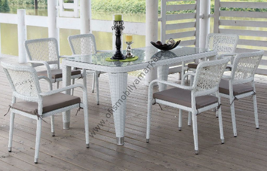 Rattan Masa 90x180 Camlı