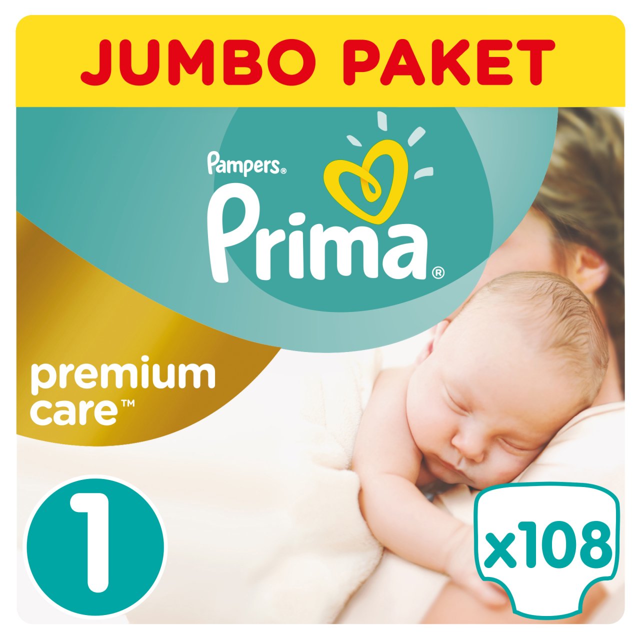 Prima Bebek Bezi Premium Care 1 Beden Yenidoğan Jumbo Paket 108 Adet