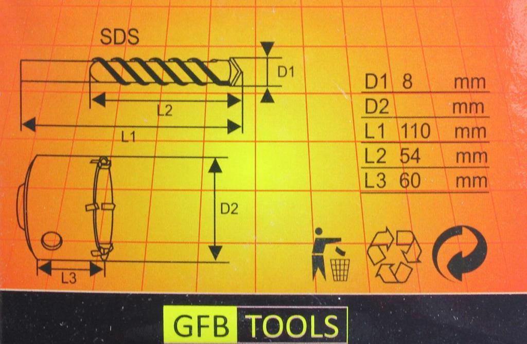 Gfb Adaptörlü Duvar Beton Delme Buat Açma Panç 70 mm