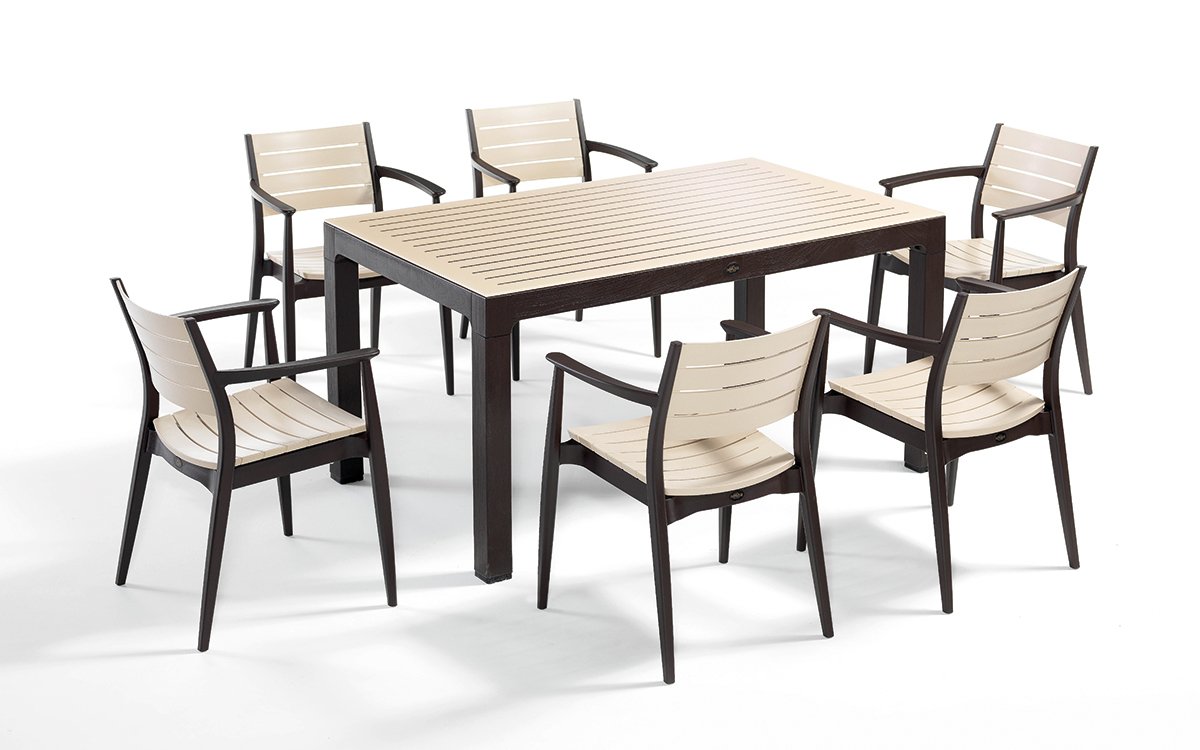 Novussi Rattan Camli 90x150 Masa 6 Adet Nice Sandalye