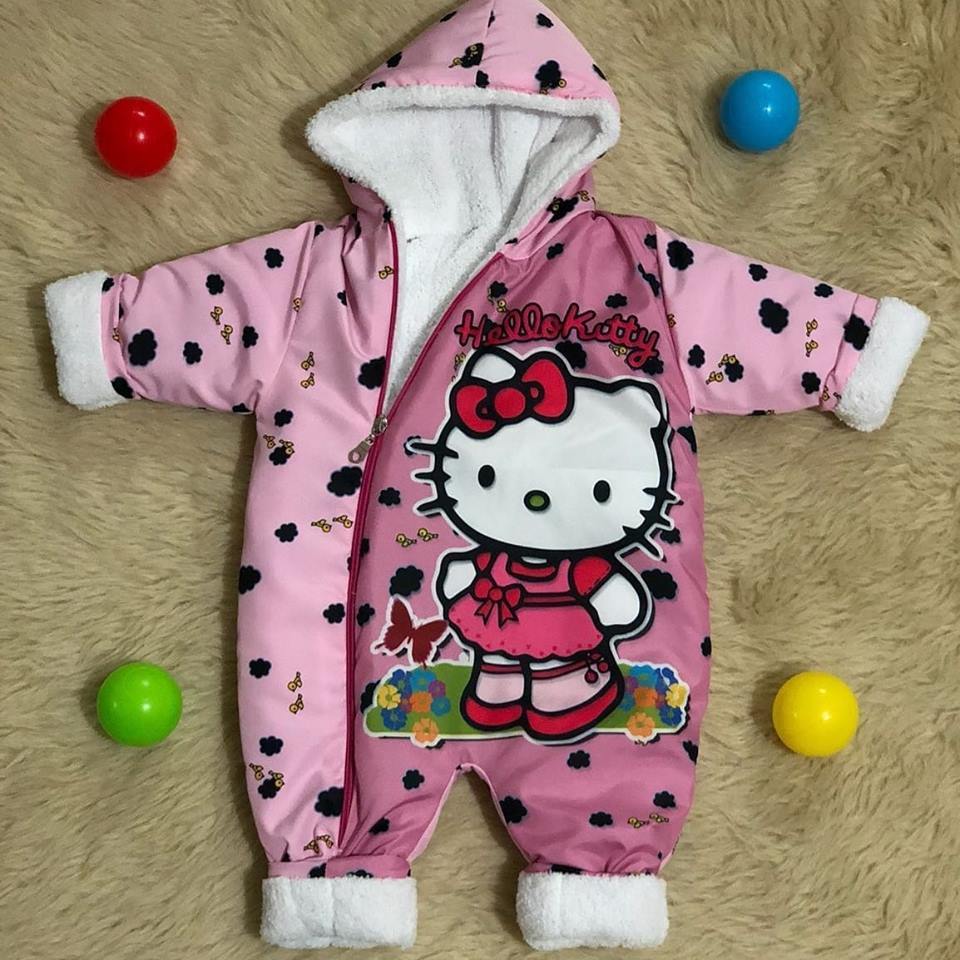 Hello Kitty İçi Yünlü Kalın Kışlık Bebek Kozmonot Tulum