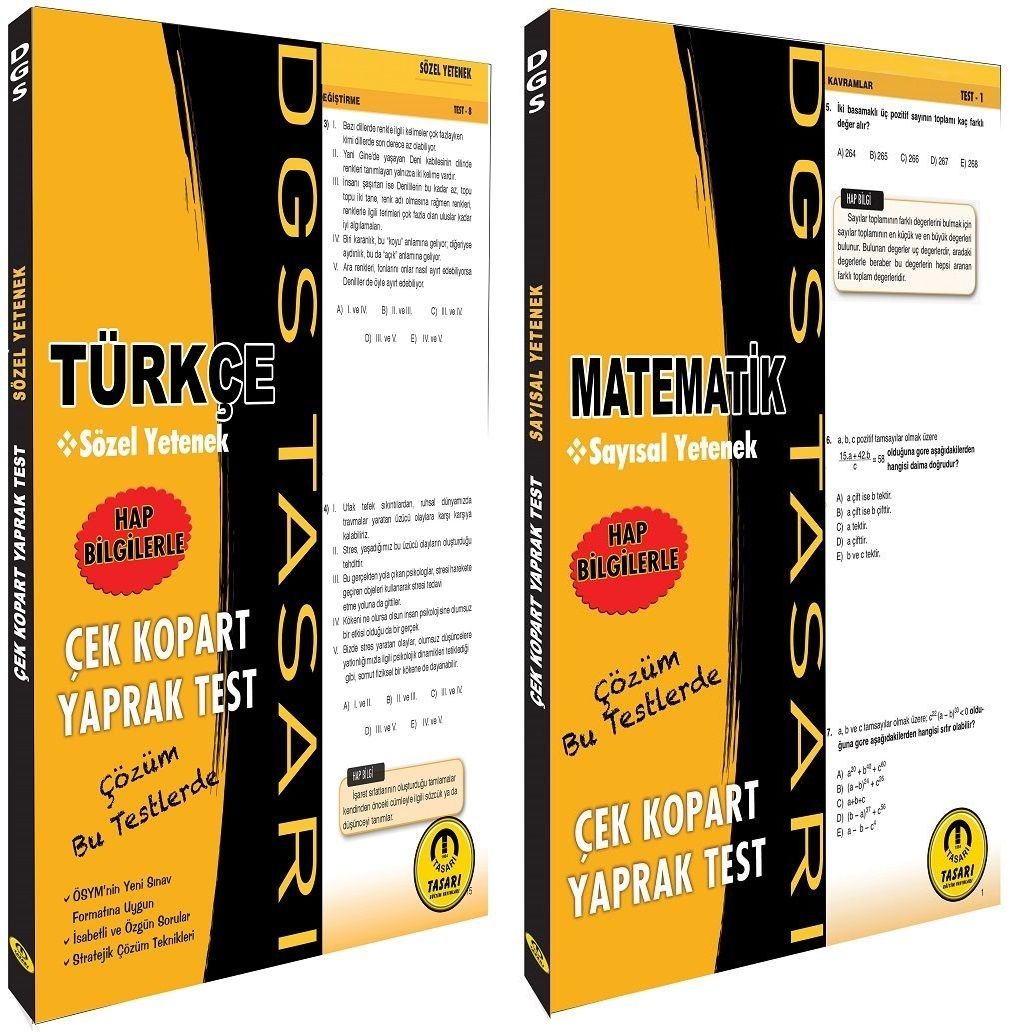Tasarı DGS Sözel+Sayısal Yetenek Türkçe+Matematik Yaprak Test 2 li Set Tasarı Yayınları Tasarı DGS Sözel+Sayısal Yetenek Türkçe+Matematik Yaprak Test 2 li Set Tasarı Yayınları