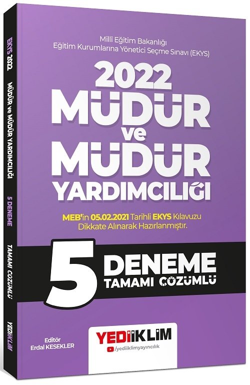 Yediiklim 2022 MEB EKYS Müdür ve Yardımcılığı 5 Deneme Çözümlü - Erdal Kesekler Yediiklim Yayınları