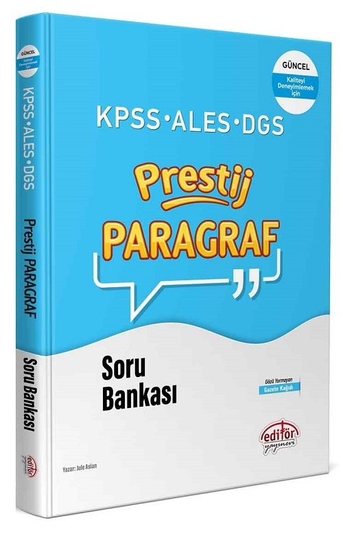 Editör KPSS ALES DGS Paragraf Prestij Soru Bankası Editör Yayınları