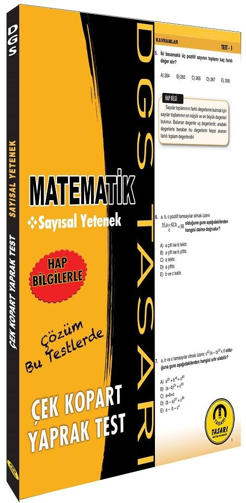 Tasarı DGS Matematik Sayısal Yetenek Yaprak Test Çek Kopart Tasarı Yayınları