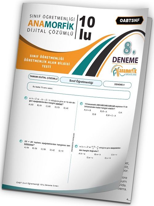 Anamorfik 2023 ÖABT Sınıf Öğretmenliği Türkiye Geneli Deneme 8. Kitapçık Dijital Çözümlü Anamorfik Yayınları Anamorfik 2023 ÖABT Sınıf Öğretmenliği Türkiye Geneli Deneme 8. Kitapçık Dijital Çözümlü Anamorfik Yayınları