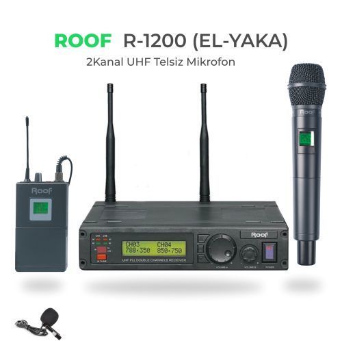 Roof R-1200 E-Y UHF DİGİTAL TEK KANAL EL - YAKA MİKROFONU