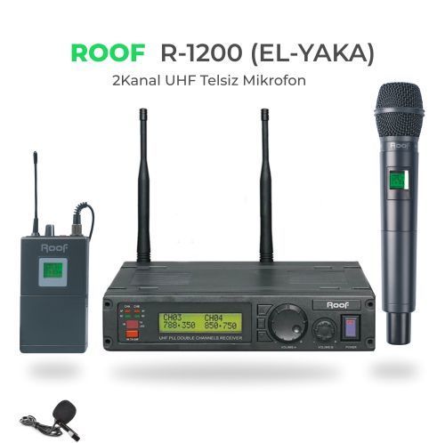 Roof R-1200 E-Y UHF DİGİTAL TEK KANAL EL - YAKA MİKROFONU Roof R-1200 E-Y UHF DİGİTAL TEK KANAL EL - YAKA MİKROFONU