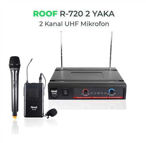 Roof R-720 E-Y UHF DİGİTAL ÇİFT KANAL EL - YAKA MİKROFON
