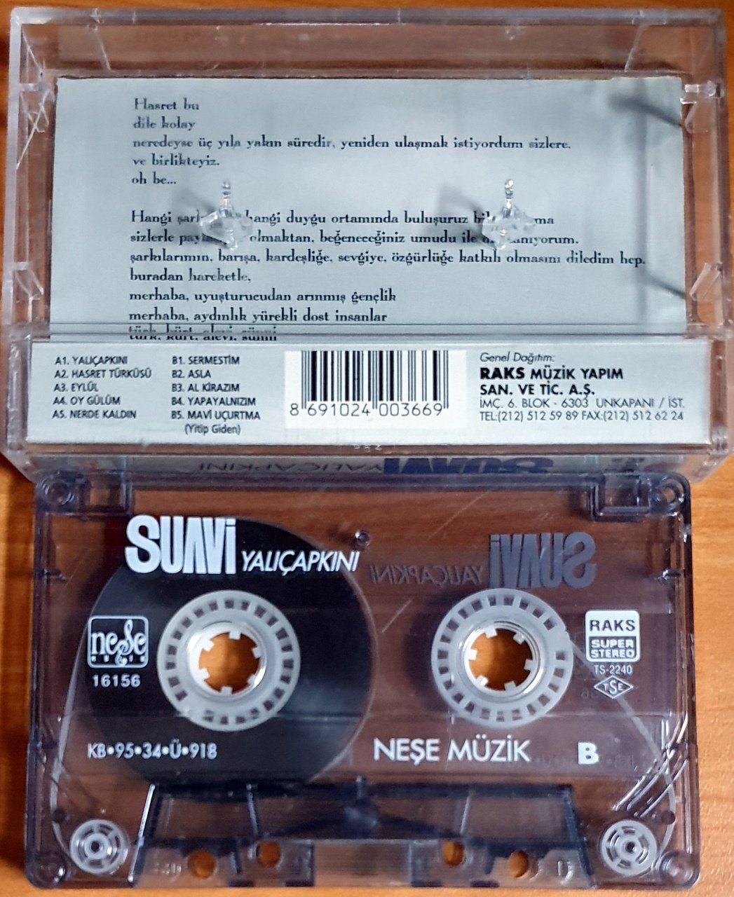 SUAVİ - YALI ÇAPKINI (1995) - KASET NEŞE MÜZİK 2.EL