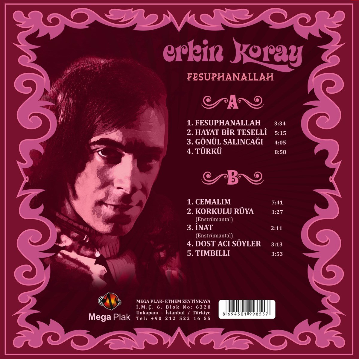 ERKİN KORAY - FESUPHANALLAH - LP COMPILATION 180GR 2021 BASIM SIFIR PLAK