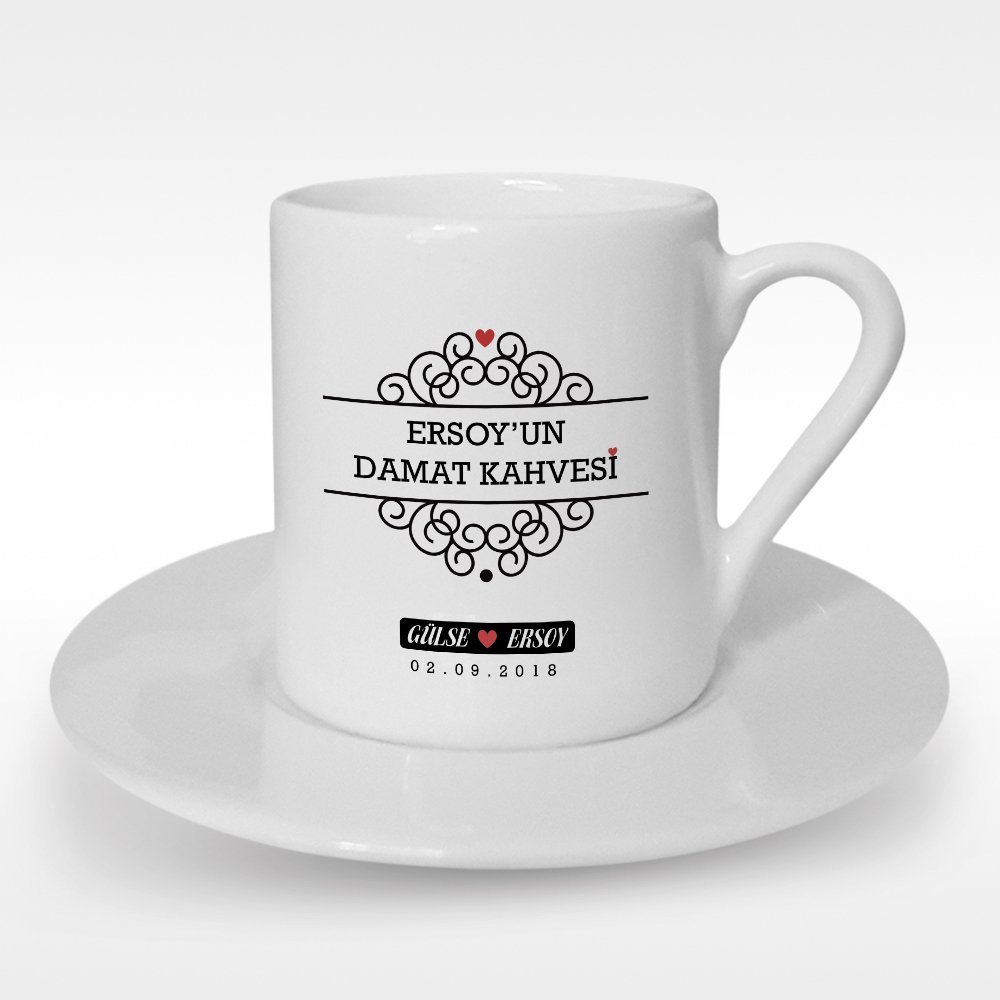 Kişiye Özel Damat Kahvesi Tasarımlı Türk Kahvesi Fincanı 6