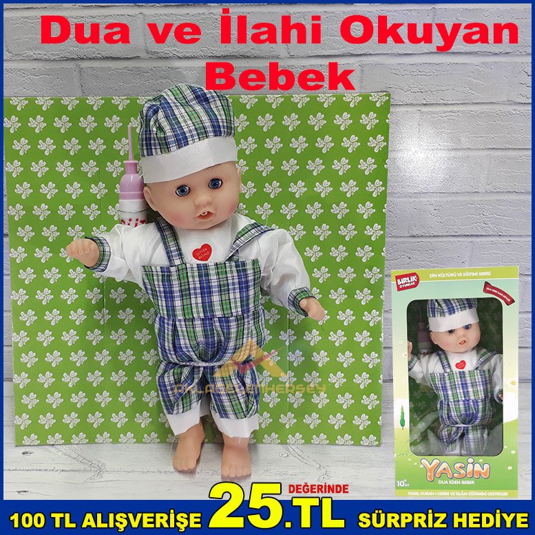 Dua Eden ve İlahı Söyleyebilen Oyuncak Bebek 38x20cm Dua Eden ve İlahı Söyleyebilen Oyuncak Bebek 38x20cm