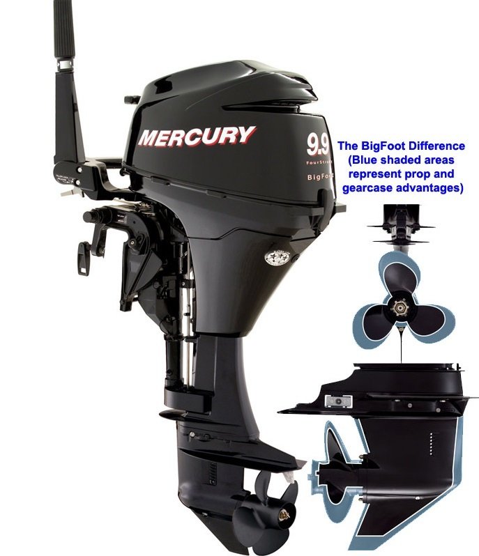 Mercury 9.9 HP Uzun Şaft Marşlı Direksiyonlu Manuel Deniz Motoru