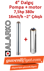 alarko 4sd16 20 dmd 7 5hp 380v 2 cikisli 4 derin kuyu sondaj motor pompa
