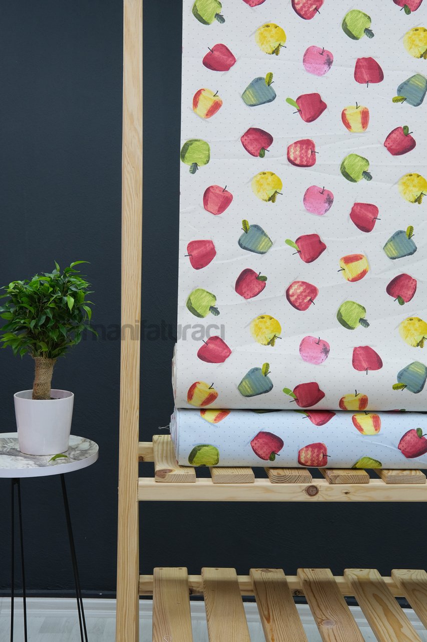 Elma Desenli Panama Duck Bezi Keten Kumaş Duck / Panama Elma Desenli Panama Duck Bezi Keten Kumaş Duck / Panama