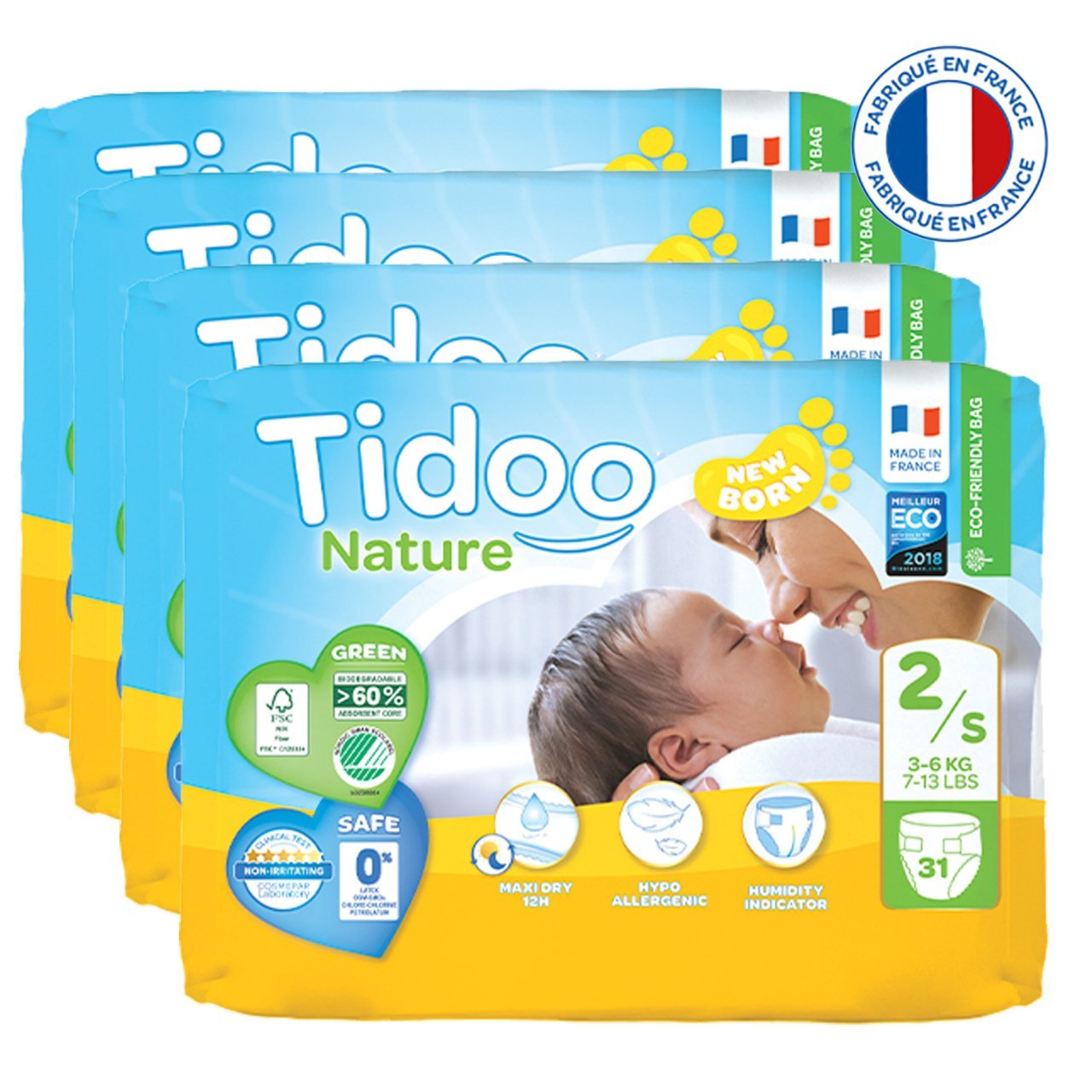 Tidoo Nature Bebek Bezi Yenidoğan 2 Beden Numara 36 kg 31x4 124 Adet