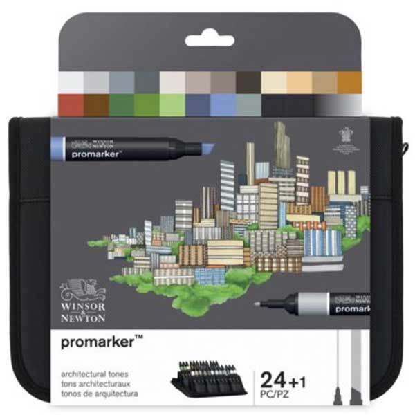 winsor newton promarker cift uclu keceli kalem 24 lu mimarlik tonlari