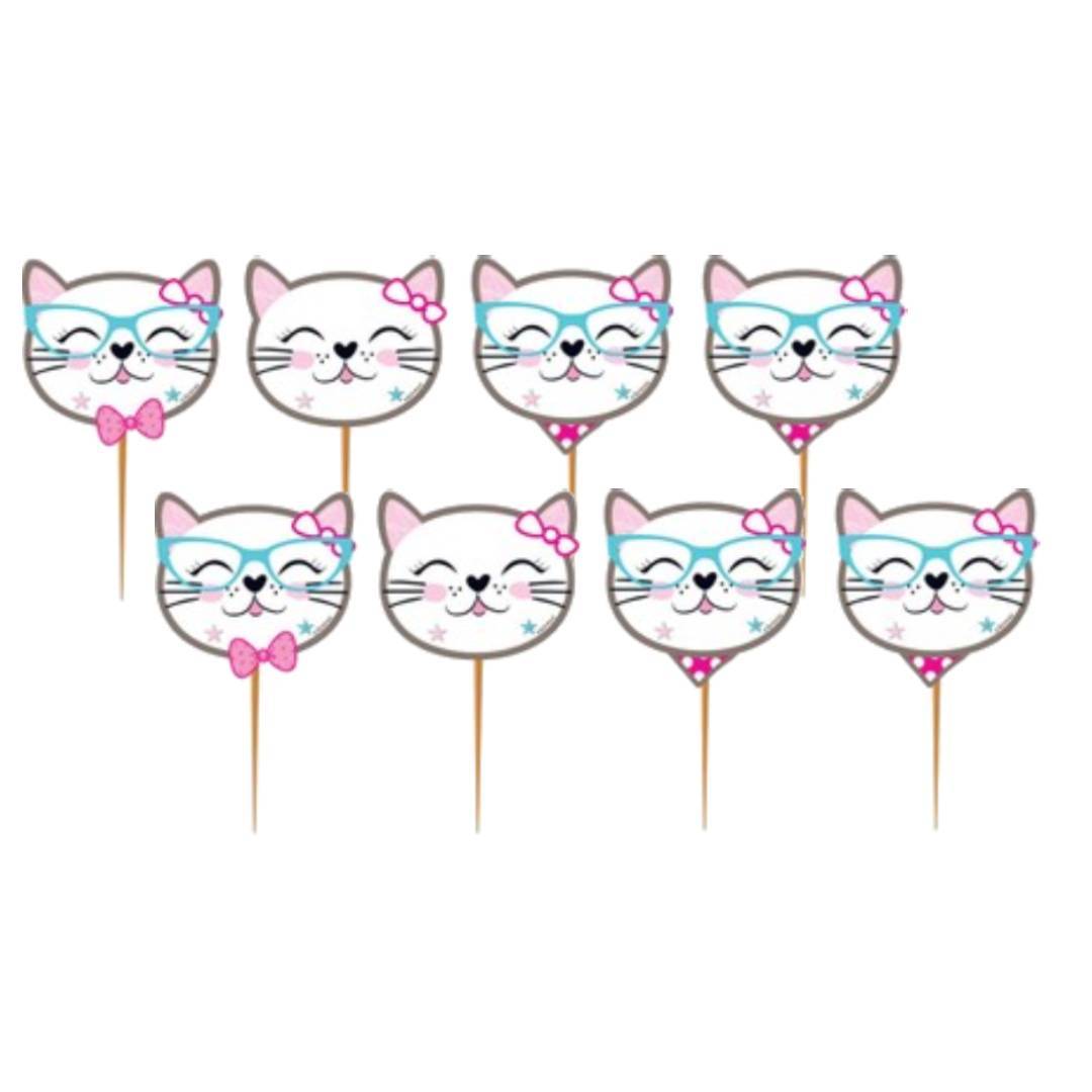 Miss Cat Lisanslı Kürdan 10 Adet Miss Cat Kedi Doğum Günü Malzemeleri