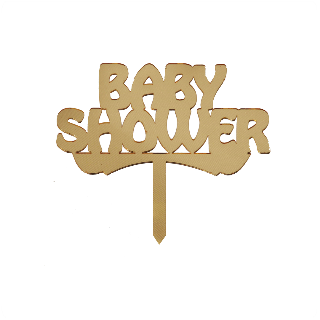 Pleksi Baby Shower Pasta Üstü Süsü Gold Pleksi Pasta Yazıları