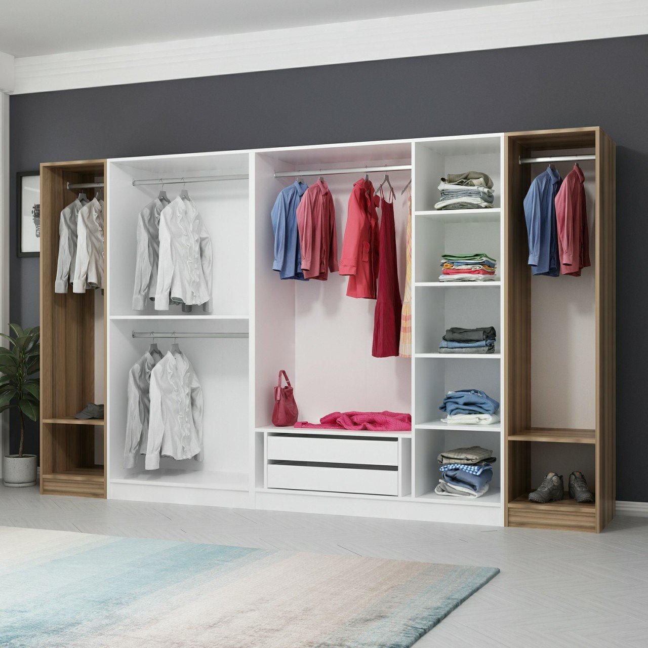 Castle 7 Lid Q2 Wardrobe - White Dora