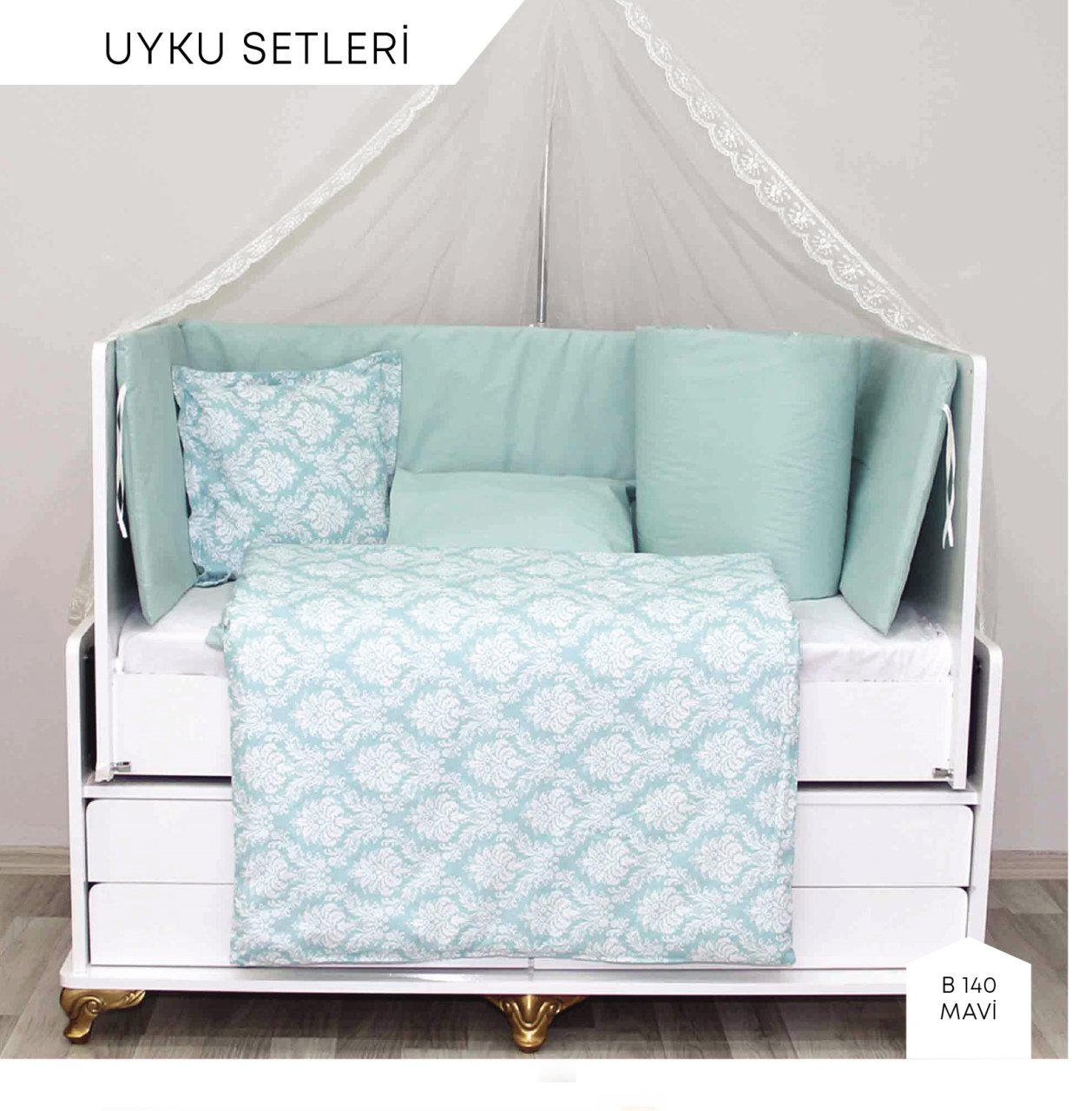 Pembe Ayicikli Karyola Besik Uyku Seti 60 X 120 Bebekonfor