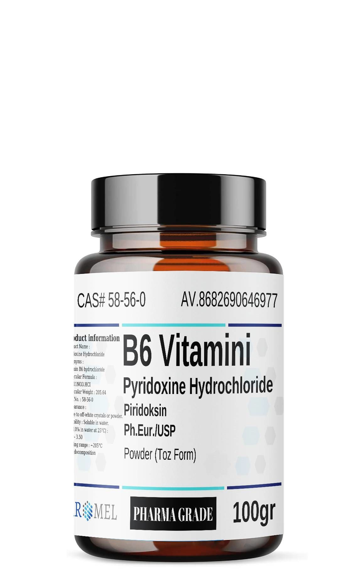 Aromel B6 Vitamini Piridoksin | 100 Gr | Pyridoxine Hydrochloride | 174 ...