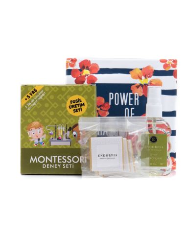 Montessori Fosil Üretim Sütlü Madlen Beyaz Çikolata-50 ML 80c Sprey Limon Kolonyalı Set Lüks Taslama Kapaklı Hediye Kutusu
