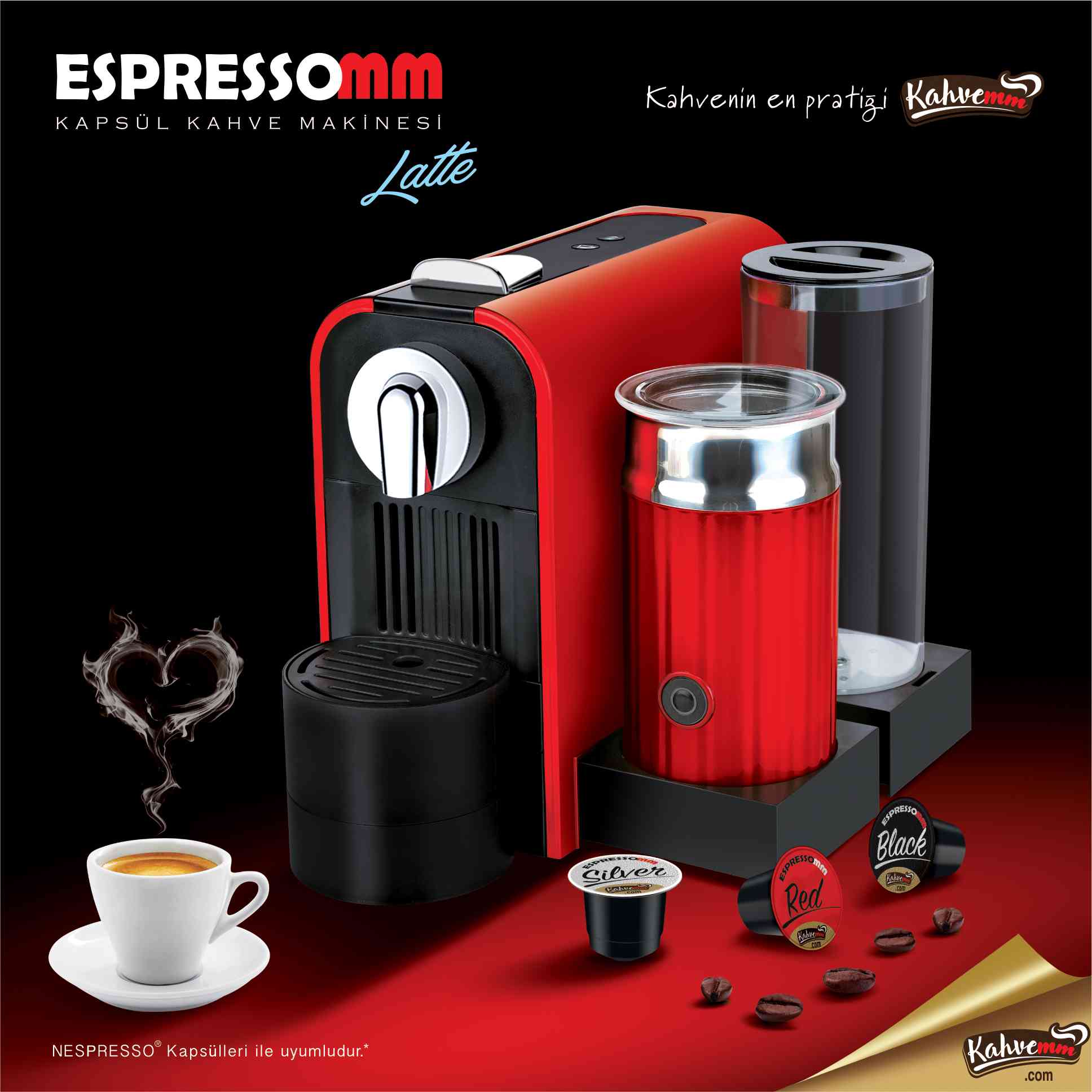 ESPRESSOMM LATTE KAPSÜL KAHVE MAKİNESİ NESPRESSO® UYUMLU*