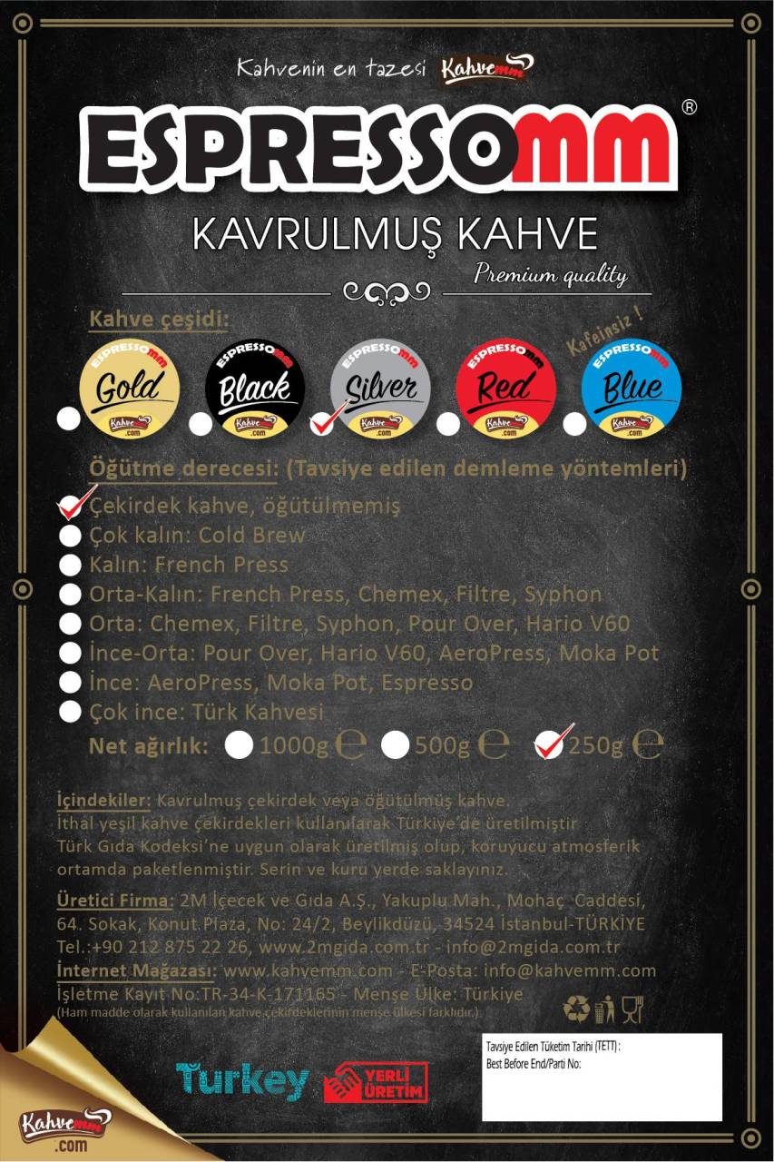 ESPRESSOMM® SİLVER ÇEKİRDEK KAHVE