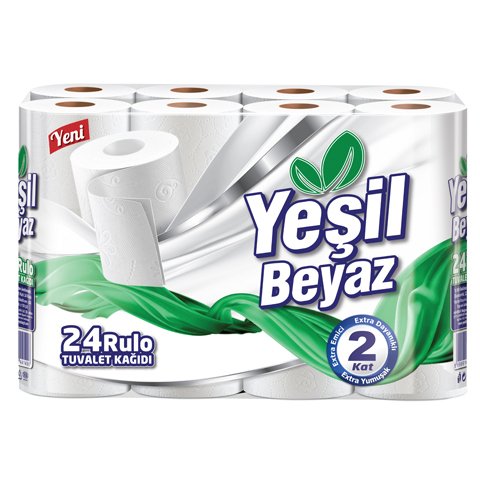 Yesil Beyaz Cift Katli 24 Rulo Tuvalet Kagidi Fiyati