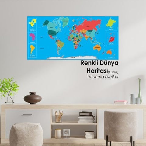 Ölçü Kağıt Renkli Dünya Haritası 56x118 Cm