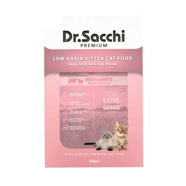 Dr Sacchi Düşük Tahıllı Kuzu Ve Sığır Etli Yavru Kedi Maması