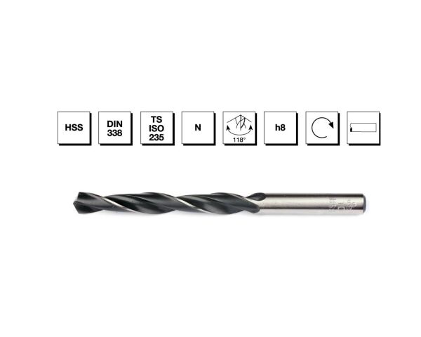 HSS DIN 338 Silindirik Saplı Kısa Matkap Ucu 6.5 mm - HADDELİ