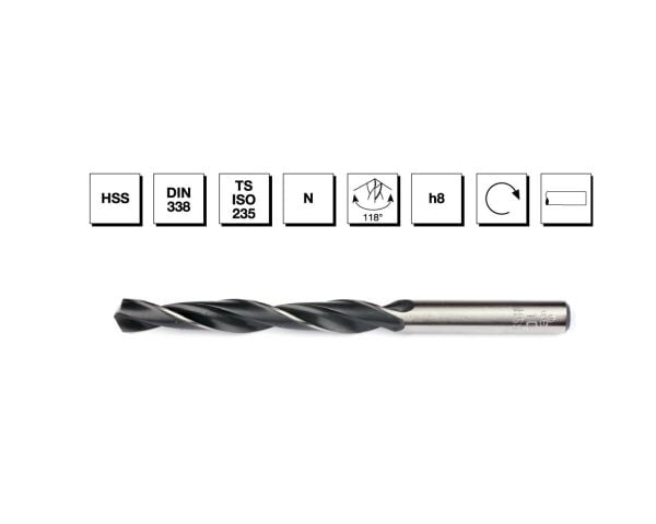 HSS DIN 338 Silindirik Saplı Kısa Matkap Ucu 6.8 mm - HADDELİ