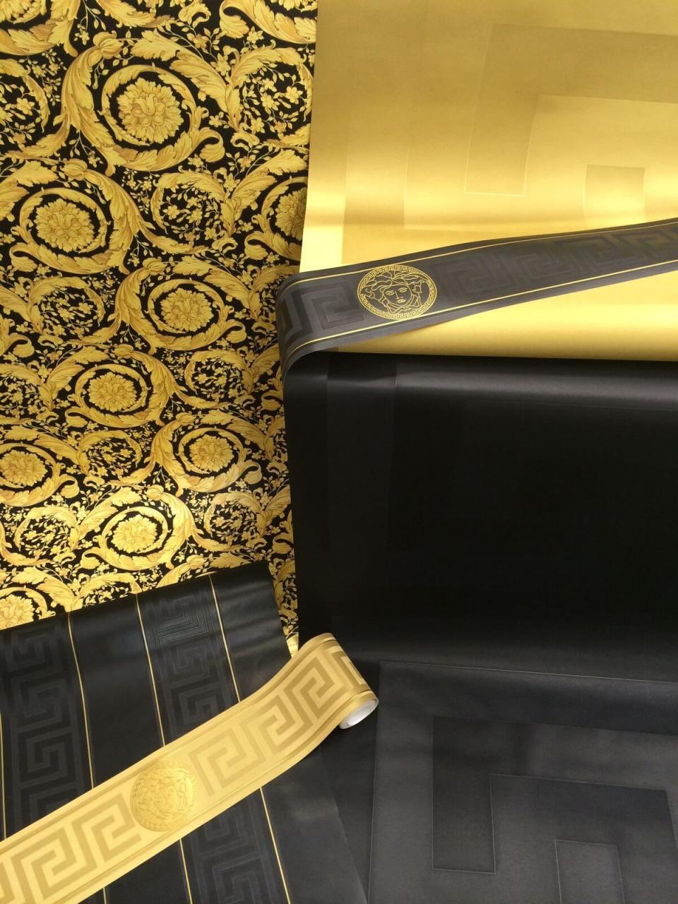 Versace Siyah Gold Labirent Desen Duvar Kağıdı
