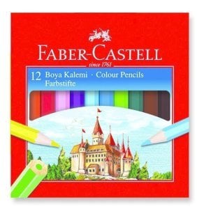 Faber Castell Kuru Boya Kalemi Karton Kutu 12 Renk Yarım Boy