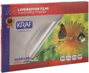 Kraf A3 Laminasyon Filmi Parlak 125 mic 100'lü