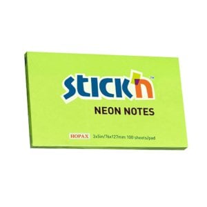 Hopax Stick'n 76x127 Yapışkanlı Not Kağıdı Neon Yeşil 100yp