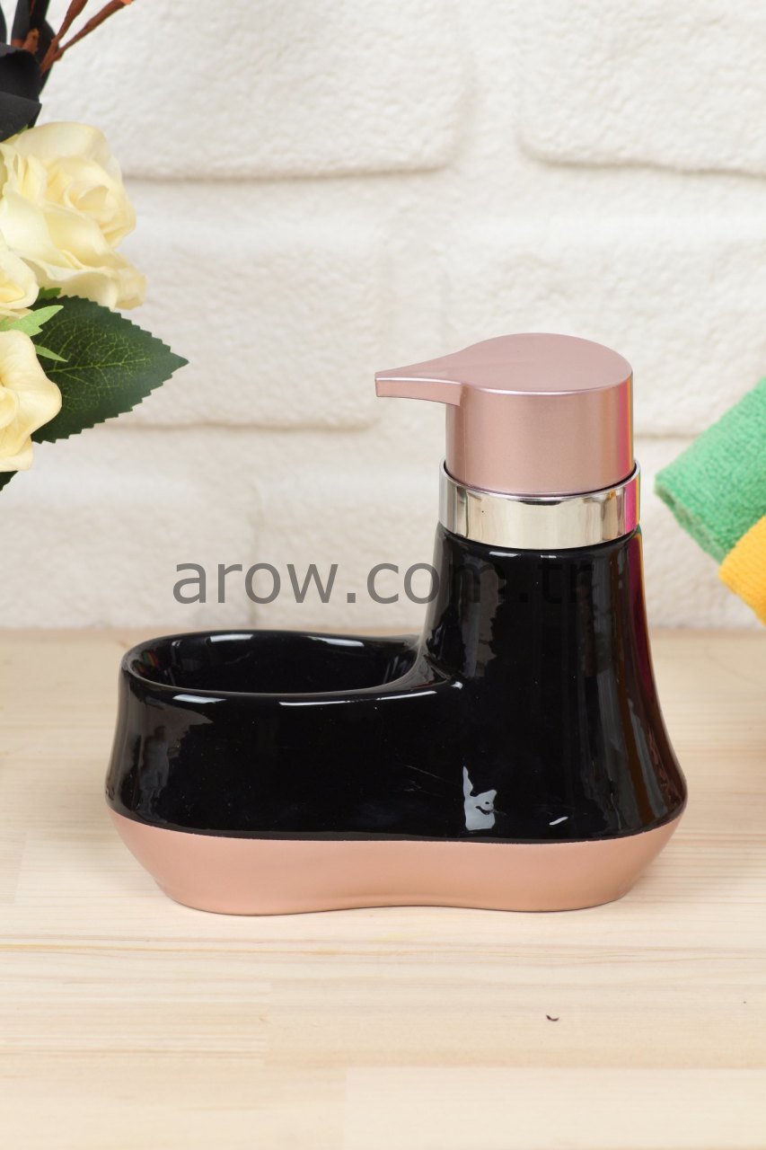 Arow | Banyo Aksesuarları - Arow Grazia Siyah Pudra Porselen Sıvı Sabunluk