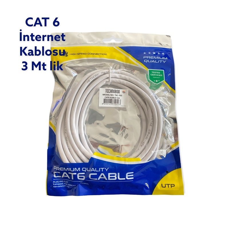 CAT 6 Data İnternet Kablosu 1mt, CAT 6 Data İnternet Kablosu 3 metre Paket,