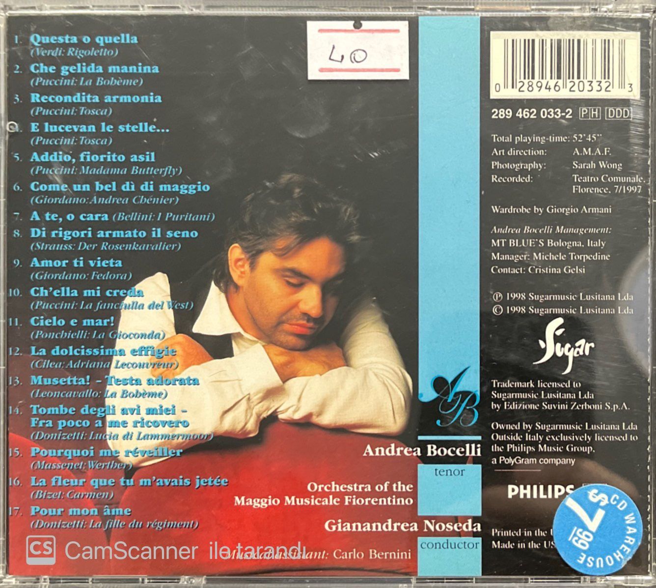 Andrea Bocelli The Opera Album Aria CD