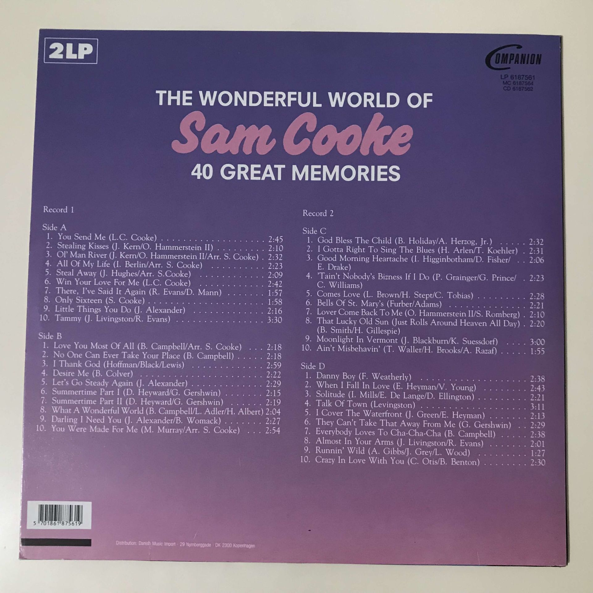 Sam Cooke The Wonderful World Of Sam Cooke 40 Great Memories 2 Lp Plak Cd Dvd Satın Al 6851