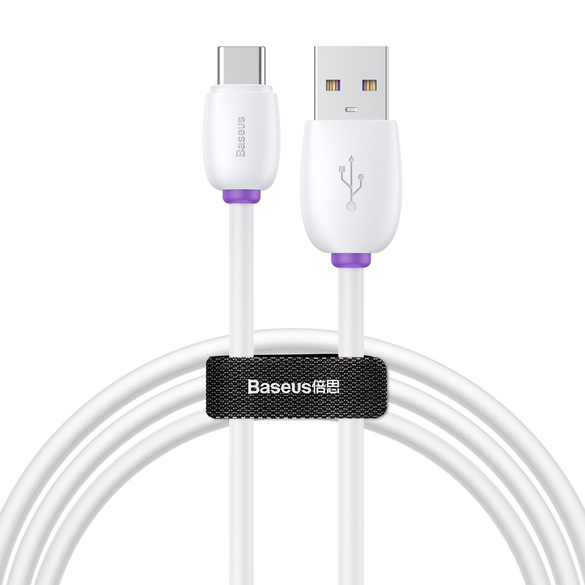 Baseus Purple Ring 5A 40W TypeC 1 Metre Şarj Kablosu Beyaz Baseus